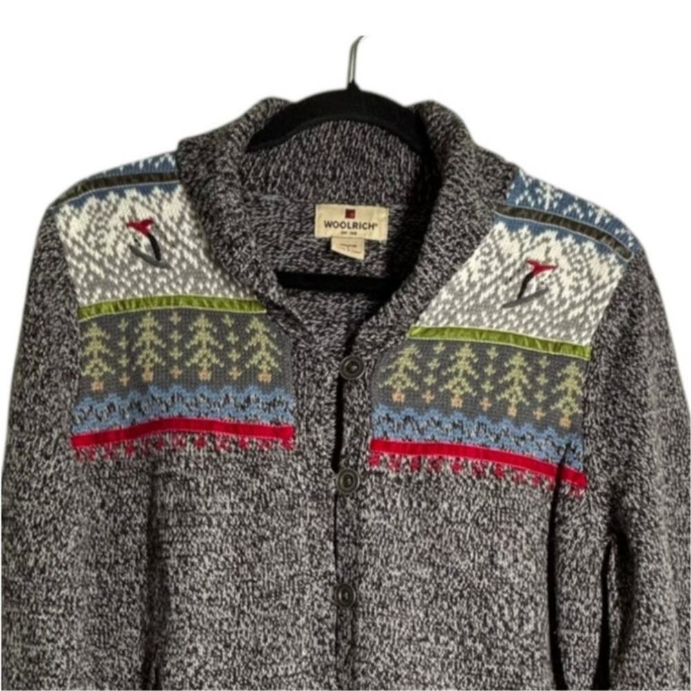 Woolrich Vintage 90's Nordic Fair Isle Ski Cardigan Woman's L Sweater Womens - Picture 8 of 8